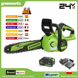 Greenworks 24V 12" Brushless Cordless Compact Chainsaw Great For Storm Clean-Up, Pruning, and Firewood / 125+ Compatible Tools