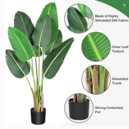 2pcs Artificial Tree Bird of Paradise 120cm Fake Banana Leaf Plant Faux Potted Tree for Home Indoor Outdoor Office Decor