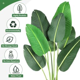 2pcs Artificial Tree Bird of Paradise 120cm Fake Banana Leaf Plant Faux Potted Tree for Home Indoor Outdoor Office Decor