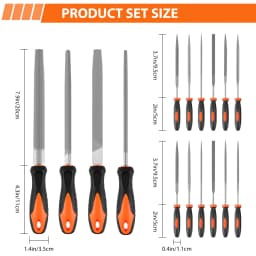 DayPlus 17pc Alloy Steel File Set Precision Round Half-Round Flat Square Triangular Hand File Steel Rasp Needle Woodworking File