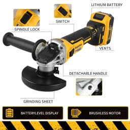 20V Brushless Angle Grinder for Metal Cutting & Polishing | 680W, 9000rpm, 125mm Wheel | M14 Spindle |Fits Dewalt 20V Battery
