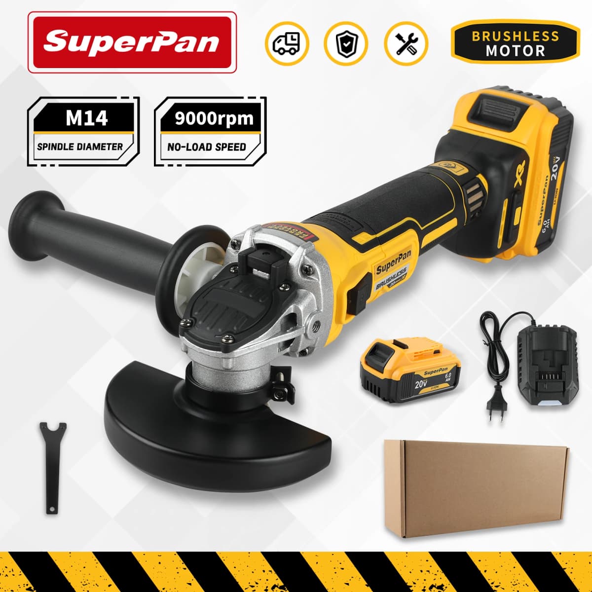 20V Brushless Angle Grinder for Metal Cutting & Polishing | 680W, 9000rpm, 125mm Wheel | M14 Spindle |Fits Dewalt 20V Battery