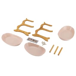 3-Stacked Fruit Bowls Plate Oval Bamboo Wood Stand Fruit Basket Bamboo Stand Holder, Fruit Snack Cake Stand (Brown)