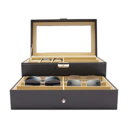 Watch Box, Display Watch and Sunglasses Jewellery Box, 6 Watch Box Jewellery Case and 9 Slots Sunglasses Organiser, Glasses Case