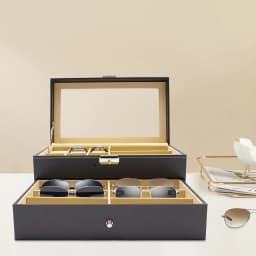Watch Box, Display Watch and Sunglasses Jewellery Box, 6 Watch Box Jewellery Case and 9 Slots Sunglasses Organiser, Glasses Case