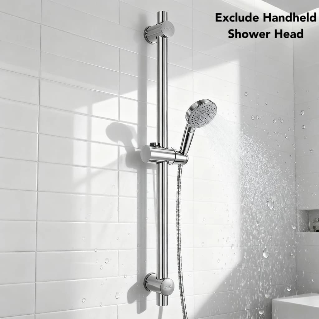 66cm Adjustabl Stainless Steel Shower Slide Bar with 360° Rotatable Shower Head Holder, Wall Mounted Shower Height Bracket