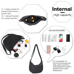 Miss Lulu 2-Piece Set-Large Capacity & Adjustable Shoulder belt-WOMEN'S Crescent Crossbody bag Casual