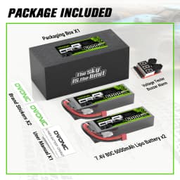 OVONIC 6000mAh 80C 2S 7.4V Lipo Battery Hardcase with Deans Plug & Lipo Voltage Checker for RC Cars Trucks Boats and buggies(2P