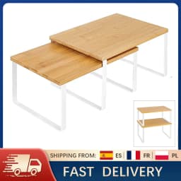 2Pcs Cabinet Organizer Spice Shelf Multipurpose Stackable Counter Rack Large Capacity Condiment Shelf Pantry Cosmetic Cupboard
