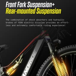 RANDRIDE YG90B Electric Bike 1000W Motor 45km/h Max Speed 48V17Ah Removable Battery 80-90KM Max Range 27.5*2.4'' CST Tires 120km