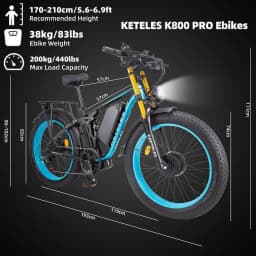 KETELES K800 Pro Dual Motor Electric Bicycle 2000W 48V 23AH Double Shoulder Front Fork Hydraulic Brake With Brake Light