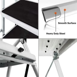4 Tread Step Ladders Steel Heavy Duty Folding Stool 150kg Capacity with Anti-Slip Mat for Home Garden Works Indoor Outdoor