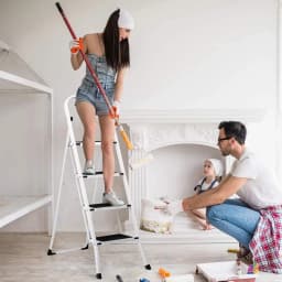 4 Tread Step Ladders Steel Heavy Duty Folding Stool 150kg Capacity with Anti-Slip Mat for Home Garden Works Indoor Outdoor