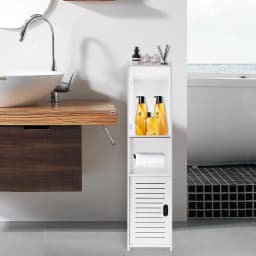 Bathroom Floors Cabinet with Paper Towel Drawer & Cupboard Storage Organizer Home Furnitures 80*20*18cm