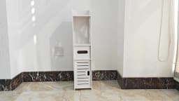 Bathroom Floors Cabinet with Paper Towel Drawer & Cupboard Storage Organizer Home Furnitures 80*20*18cm