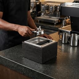 1500ml Coffee Knock Box with Detachable Stainless Steel Bin Noise-dampening Knocking Bar Espresso Coffee Grounds Container