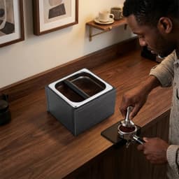 1500ml Coffee Knock Box with Detachable Stainless Steel Bin Noise-dampening Knocking Bar Espresso Coffee Grounds Container