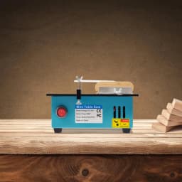 Mini Table Saw 0-90° Cutting Angle Adjustable Small Table Saw w/ 4 Blades 5000r/min Mini Table Saw for DIY Cutting 