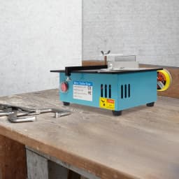Mini Table Saw 0-90° Cutting Angle Adjustable Small Table Saw w/ 4 Blades 5000r/min Mini Table Saw for DIY Cutting 