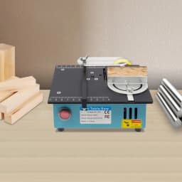 Mini Table Saw 0-90° Cutting Angle Adjustable Small Table Saw w/ 4 Blades 5000r/min Mini Table Saw for DIY Cutting 