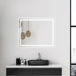 Vertical or Horizontal Mounting LED Bathroom Mirror with Touch Switch, 3000-4000-6000K Color Temperature, Stepless Dimming