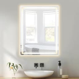 Vertical or Horizontal Mounting LED Bathroom Mirror with Touch Switch, 3000-4000-6000K Color Temperature, Stepless Dimming
