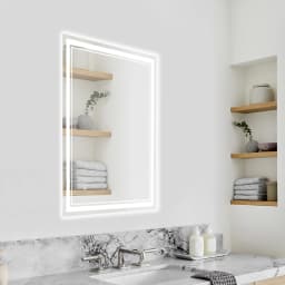 Vertical or Horizontal Mounting LED Bathroom Mirror with Touch Switch, 3000-4000-6000K Color Temperature, Stepless Dimming