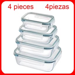 4 Pieces Rectangular Borosilicate, Microwave-Safe Rectangular Container, Microwave Safe Borosilicate Glass Containers,Available in 200ml, 370ml, 640ml, and 1000ml