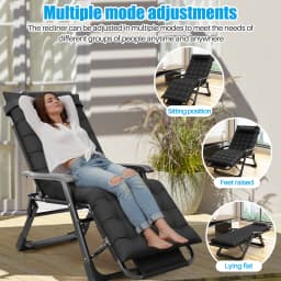 Zero Gravity Chair Reclining Camping Lounge Chair W/Removable Cushion Reclining Patio Chairs Folding Recliner for Indoor Outdoor