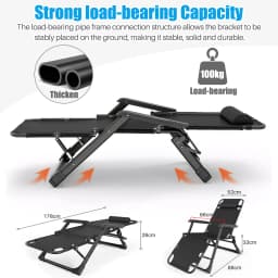 Zero Gravity Chair Reclining Camping Lounge Chair W/Removable Cushion Reclining Patio Chairs Folding Recliner for Indoor Outdoor