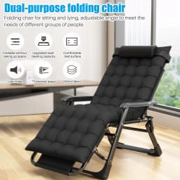 Zero Gravity Chair Reclining Camping Lounge Chair W/Removable Cushion Reclining Patio Chairs Folding Recliner for Indoor Outdoor