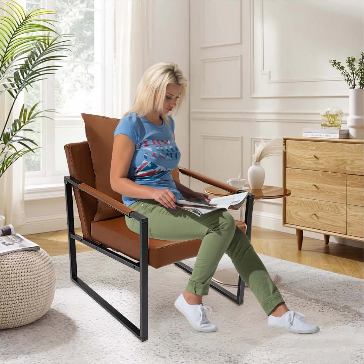 Nordic Single Sofa Chair Italia Light Luxury Small Recliner House Living Room Chair Leisure Reception Lazy Sofa Modern Furniture