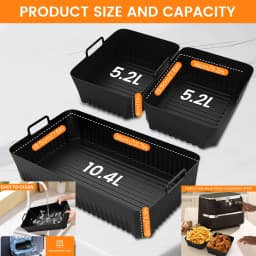 (No Machine) 3Pcs Air Fryer Liners Silicone Pad Tray for Ninja Flex Drawer AF500UK, 5.2L + 10.4L, Kitchen Air Fryer Accessories