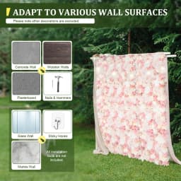 12 PCS Artificial Flower Wall Panels,Flower Wall Mat Silk Flower Panels for Outdoor Garden Backyard Fence Fence Privacy Screen