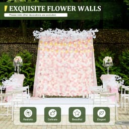 12 PCS Artificial Flower Wall Panels,Flower Wall Mat Silk Flower Panels for Outdoor Garden Backyard Fence Fence Privacy Screen