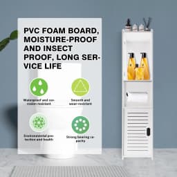 Slim Tall Bathroom Cabinet with Door 80x20x12cm PVC Material Waterproof Easy Install And Clean Storage Solution for Bathrooms
