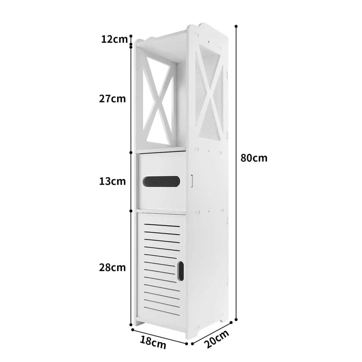 Slim Tall Bathroom Cabinet with Door 80x20x12cm PVC Material Waterproof Easy Install And Clean Storage Solution for Bathrooms
