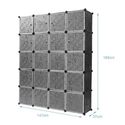 Wardrobe shoe cabinet storage cabinet,  20 cubes wardrobe with 2 clothes rails, stackable folding wardrobe, for bedroom clothes