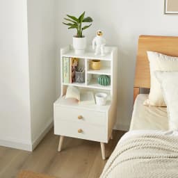 SoBuy FBT100-W 2 Drawer Open Compartments Bedside Table Sofa table side table table Phone table Night Cabinet chest of drawers