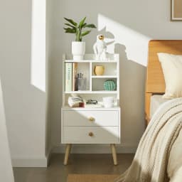 SoBuy FBT100-W 2 Drawer Open Compartments Bedside Table Sofa table side table table Phone table Night Cabinet chest of drawers