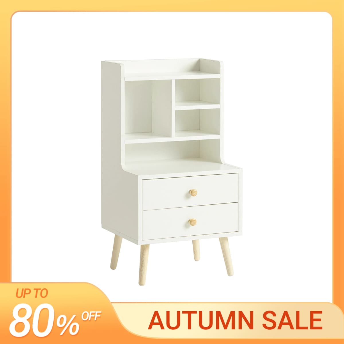 SoBuy FBT100-W 2 Drawer Open Compartments Bedside Table Sofa table side table table Phone table Night Cabinet chest of drawers