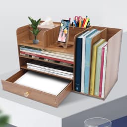 4 Layers Desk Organizer, A4 Table Organizer Paper Shelf Desk Office Supplies Storage Box for School Office 48×23×28cm