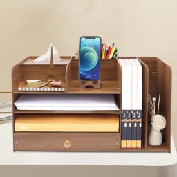 4 Layers Desk Organizer, A4 Table Organizer Paper Shelf Desk Office Supplies Storage Box for School Office 48×23×28cm