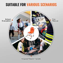 SucceBuy 350lbs EMS Stair Climbing Chair Foldable Stair Wheelchair Ambulance Firefighter Evacuation Use for Elderly Disabled