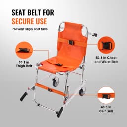SucceBuy 350lbs EMS Stair Climbing Chair Foldable Stair Wheelchair Ambulance Firefighter Evacuation Use for Elderly Disabled