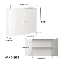 White Bathroom cabinet Bathroom wall cabinet Kitchen storage cabinet with double doors and adjustable shelves White