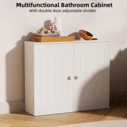 White Bathroom cabinet Bathroom wall cabinet Kitchen storage cabinet with double doors and adjustable shelves White
