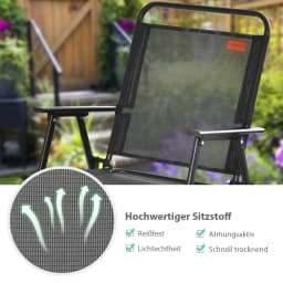 Set of 4 Garden chairs Folding chairs with Armrests, Balcony chairs with breathable fabric patio chairs for balcony garden