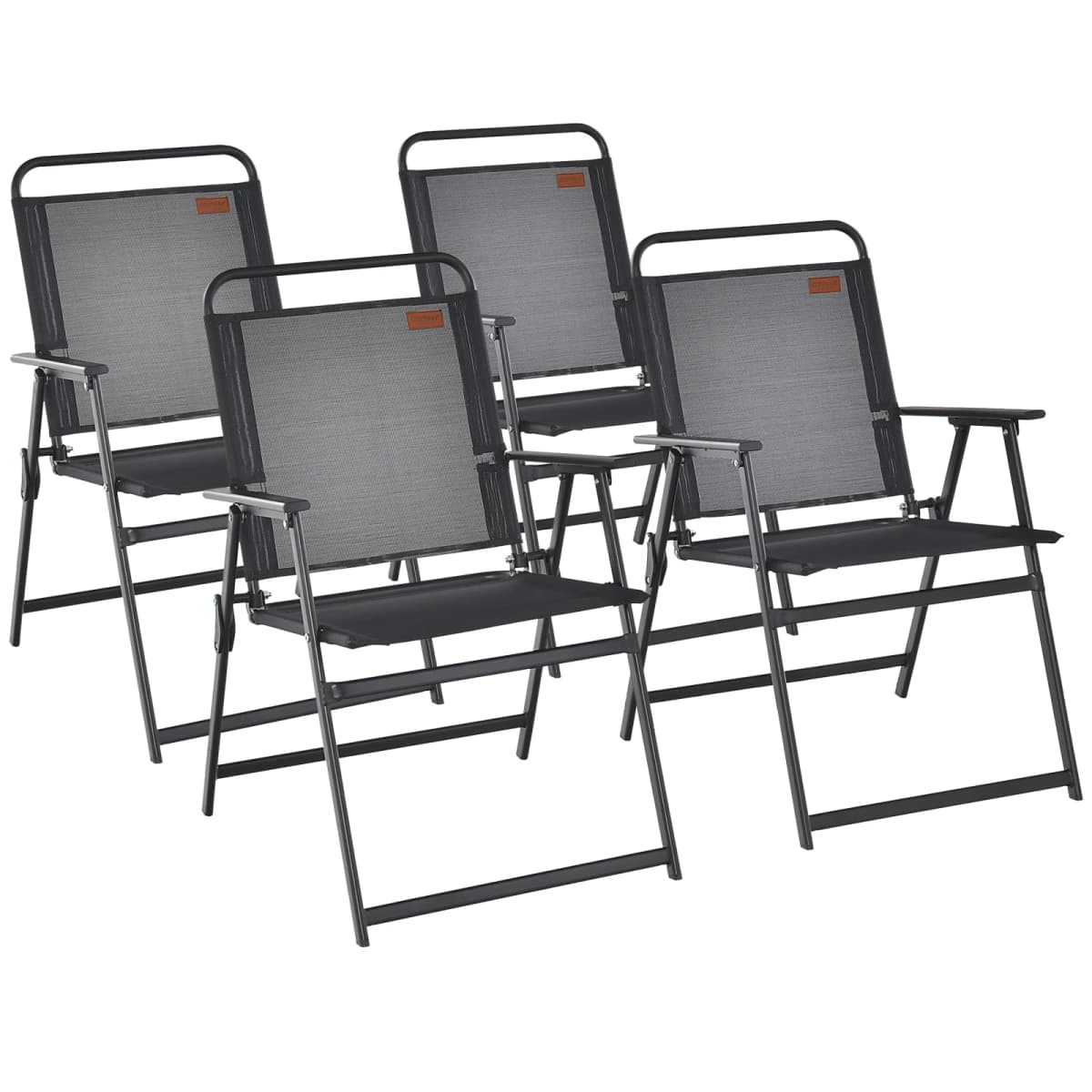 Set of 4 Garden chairs Folding chairs with Armrests, Balcony chairs with breathable fabric patio chairs for balcony garden
