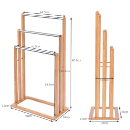 Towel Holder standing 3 stainless steel pole towel stand bamboo stand towel holder bathroom organizer